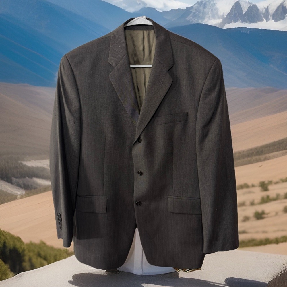 Calvin Klein Men's‎ Sz 40S Brown Tweed 3 Button Suit Jacket Union Made In Canada